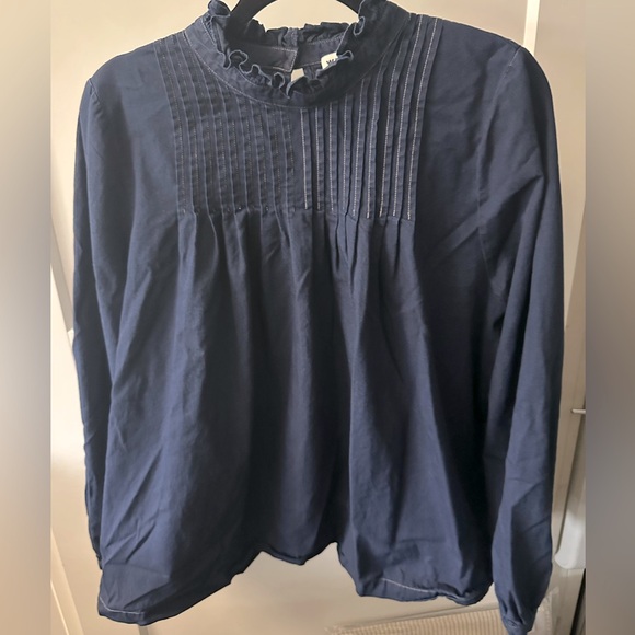 Fabulous navy Whistles high collar blouse. - Picture 1 of 3